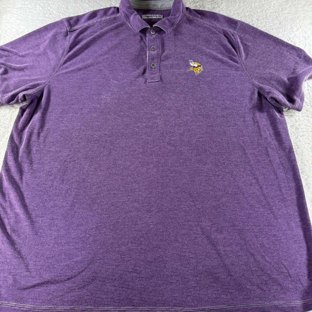 Tommy Bahama Minnesota Vikings Athletic Polo Collared Button Purple XXL 2XL SOFT - Picture 2 of 8